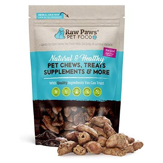 Raw Paws Pet Freeze Dried Chicken Hearts for Dogs & Cats, 4-oz - Human-Grade, Chicken Dog Treats Made in USA Only - Single Ingredient & Preservative Free Raw Freeze Dried Chicken Treats