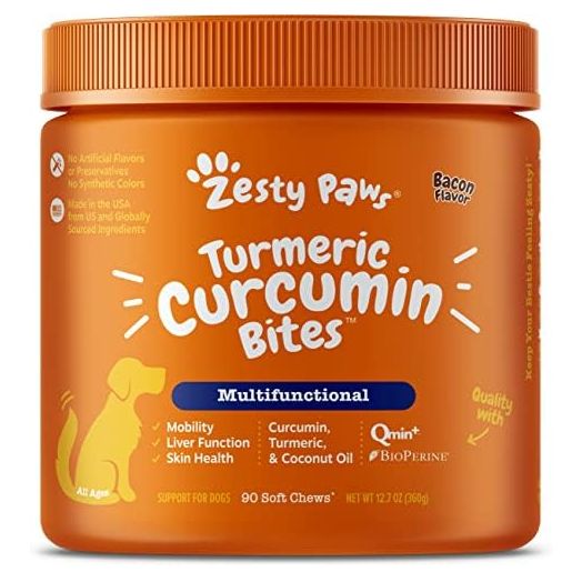 Turmeric Curcumin for Dogs - with 95% Curcuminoids for Hip & Joint + Arthritis Support - Digestive & Mobility + Immune Dog Supplement - with Organic Turmeric, Coconut Oil & BioPerine - 90 Chew Treats
