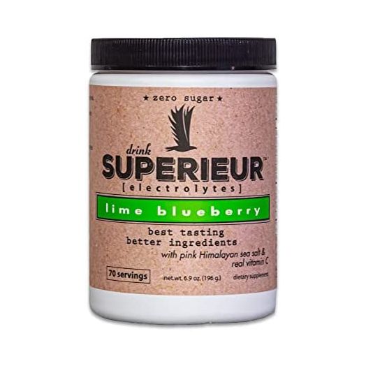Superieur Electrolytes–Plant Based Electrolyte Supplement w/ Sea Minerals for Hydration & Recovery–Keto Friendly, Non-GMO, Zero Sugar, Vegan, Healthy Sports Drink Powder–Lime Blueberry (70 Servings)