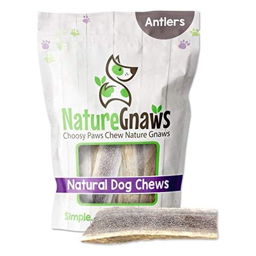 Nature Gnaws Elk Antlers for Large Dogs - Premium Natural USA Antler - Long Lasting Dog Bones for Aggressive Chewers - 5-8 Inch Mix of Split and Whole