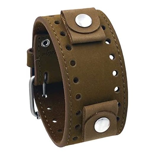 REV Crazy Horse Leather Strap 20mm -22mm Lug Width Wide Tan Moro Brown Cuff Watch Band CHO-TM
