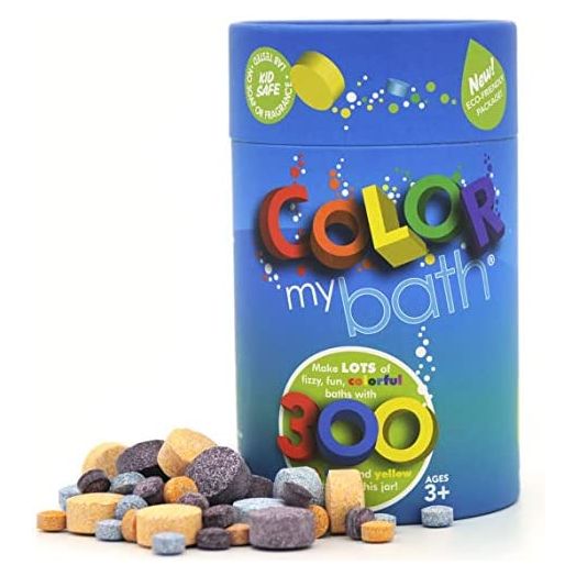 Color My Bath - 300 Count - New Eco-Friendly Container - The Original Fizzy Color Changing Tablets - Fun Educational Bathtime Activity for Kids, Safe, Non Toxic, Non Staining, Soap and Fragrance-Free