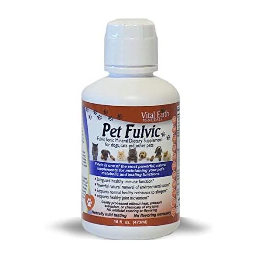 Vital Earth Minerals Pet Fulvic 16 Fl. Oz. for Dogs, Cats and Other Pets. Healthy Ionic Trace Minerals Multimineral Fulvic Supplement for Animals. Immune Health, Allergies, Natural Detox