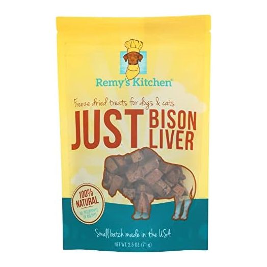 Just Bison Liver Freeze Dried Single Ingredient Treats for Dogs and Cats 2.5 oz USA Small Batch Made All Natural