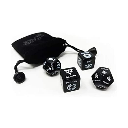 Citadel Black Character Randomizer Dice Set, Randomize Class, Race, & Alignment for Characters or NPCs