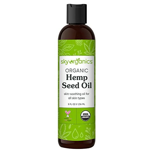 Sky Organics Organic Hemp Seed Oil for Face, 100% Pure & Cold-Pressed USDA Certified Organic to Nourish, Soothe & Strengthen, 8 fl. Oz.