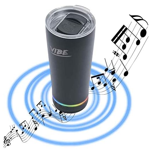 2022 Vibe Speaker Tumbler - 18oz Stainless Steel Tumbler W/Bluetooth Speaker | Upgraded 1000MaH Battery | Up to 8 Hours Playback Time | Upgraded IPX67 Water Resistant | Upgraded 3.7W Speaker