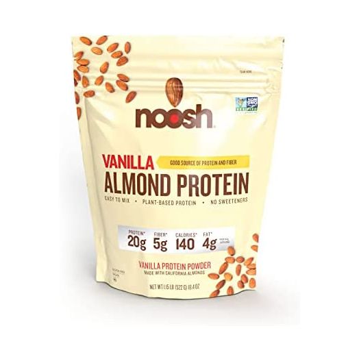 NOOSH Plant Based Almond Protein Powder Vanilla - Vegan, Naturally Sourced Ingredients, Non-GMO, Gluten Free, Kosher, Peanut Free, Soy Free, Dairy Free 20g of Protein per Serving… (1.15lb)