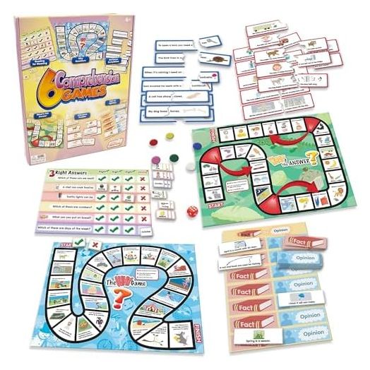 Junior Learning 6 Comprehension Games, Multi, (Model: JL406), 10.25 H x 2.5 L x 7.75 W