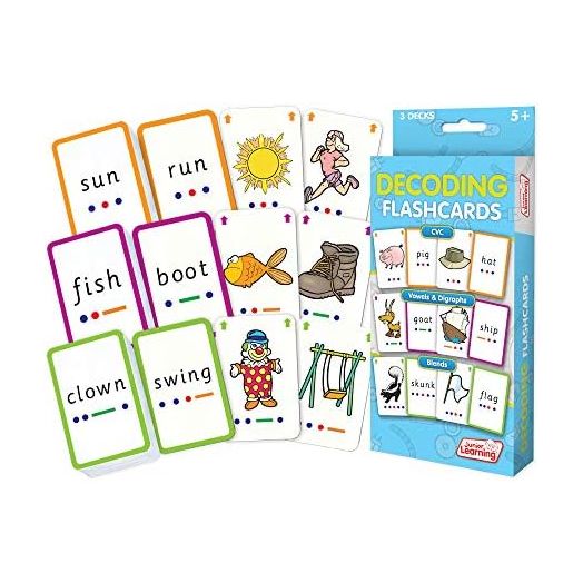 Junior Learning Decoding Flashcards, 162 Cards, Ages 5+, Language & Decoding, K-1