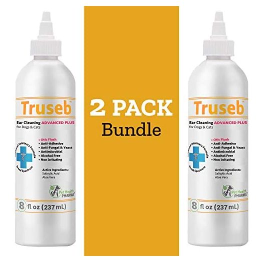 Truseb | #1 Ear Cleaner Advanced Plus Solution Formula for Cats and Dogs, Effectively Washes Away Dirt and Debris Removal, Ear Odors, Head Shaking(Two-Pack)