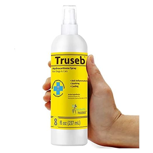Pet Health Pharma Truseb | Hydrocortisone Spray for Dogs, Cats, Horses 1% - Vitamin E, Hot Spot Treatment, Itch Relief, Dry Skin, Allergy Relief, Rashes & Dermatitis (8 Oz)