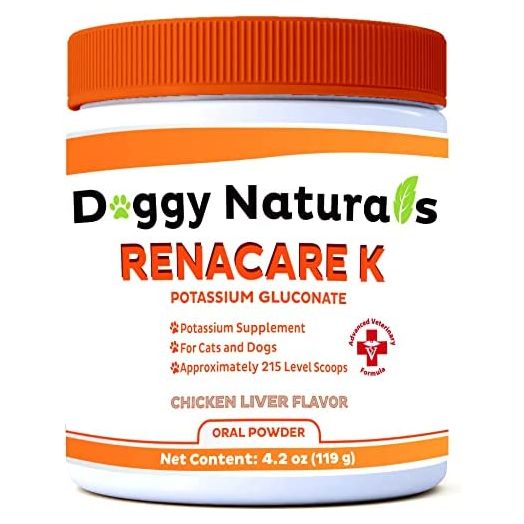 RenaCare K is for Renal K (Potassium Gluconate) Potassium Supplement Powder for Dogs and Cats, (4 oz) with Chicken Liver Flavor - 215 Level Scoop (Made is U.S.A) | Pet Health Pharma