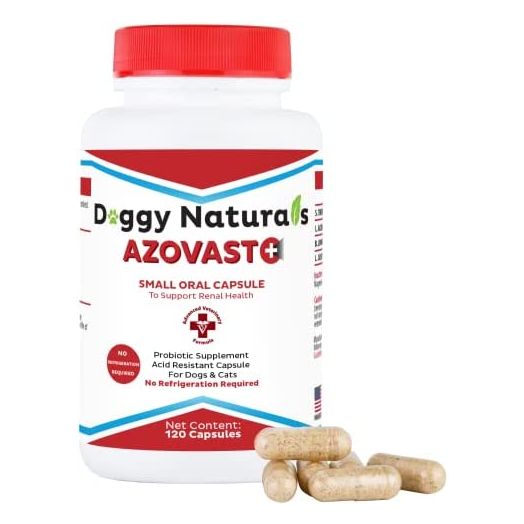 Azovast Plus Kidney Health Supplement for Dogs & Cats, 120ct - NO Refrigeration Required - Help Support Kidney Function & Manage Renal Toxins - Renal Care Supplement Capsule(U.S.A)