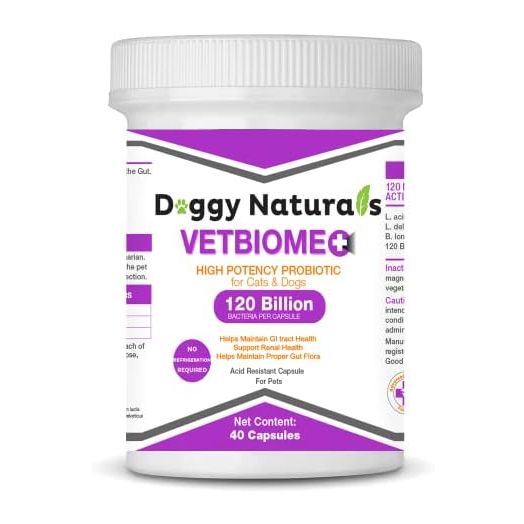 Vetbiome Plus High Potency Probiotics for Pets (40 Capsules) Made in U.S.A - NO Refrigeration Required !!