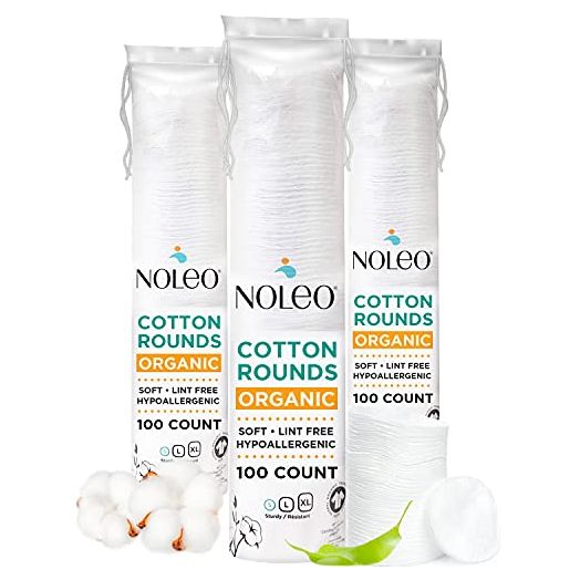 Organic Cotton Rounds Compatible with Makeup Products, Eye Makeup Remover Pads and Baby Wipes, Small, 300 Count - Noleo