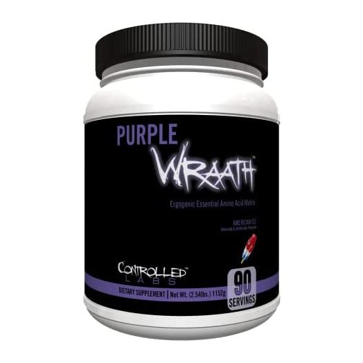 Purple Wraath by Controlled Labs, BCAA and EAA Amino Acid Supplement, with Endurance Blend Intra Workout Powder, Optimal Endurance, Focus, and Stamina (American Ice, 90 Servings)