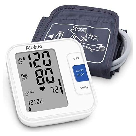 Alcedo Blood Pressure Monitor Upper Arm, Automatic Digital BP Machine with Wide-Range Cuff for Home Use, LCD Screen, 2x120 Memory, Talking Function