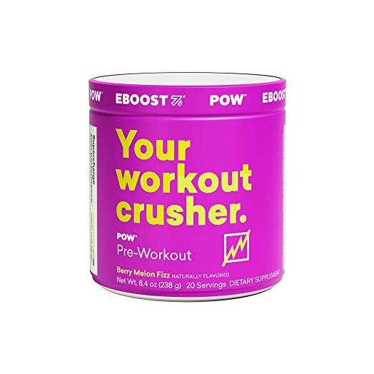 EBOOST POW Natural Pre-Workout – 20 Servings - Berry Melon Fizz - A Pre Workout Supplement for Performance, Joint Mobility Support, Energy, Focus - Men and Women - Non-GMO, Gluten-Free, No Creatine