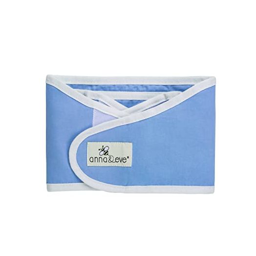 Anna & Eve - Baby Swaddle Strap, Adjustable Arms Only Wrap for Safe Sleeping - Small Size Fits Chest 13.5 to 17, Blue