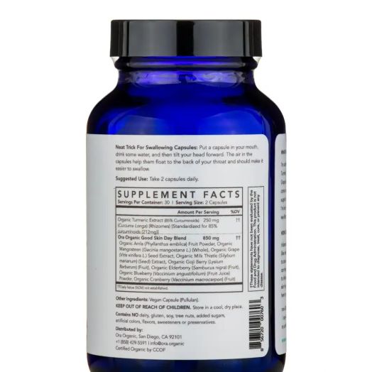 Ora Organic Good Skin Day: Calming Supplement for Stressed Skin - 60 Vegan Capsules