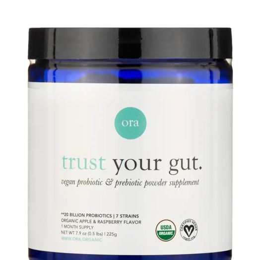 Ora Organic Trust Your Gut: Organic Probiotic & Prebiotic Powder, Apple Raspberry Favor - 7.9 oz (225 Grams)