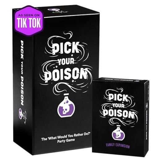 Pick Your Poison Party Game + Family Expansion Set - The “What Would You Rather Do” Card Game for Kids, Tweens, Teens, College Students, Adults, at Fun Parties and Board Games Night with Your Group