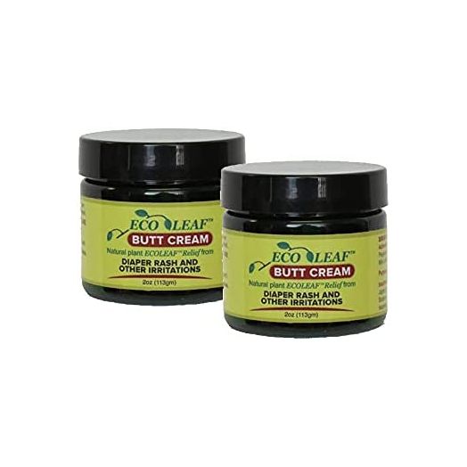ECOLEAF Butt Cream Symptomatic Rash Relief | Made in the USA with Organic Plant Extracts & Oils | Great for Diaper Rashes, Chafing, Burns, Cuts, Itching | Designed for Babies, Kids, Adults, Athletes