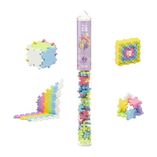 PLUS PLUS - Pastel Color Mix - 70 pc Tube, Construction Building Stem/Steam Toy, Kids Puzzle Blocks
