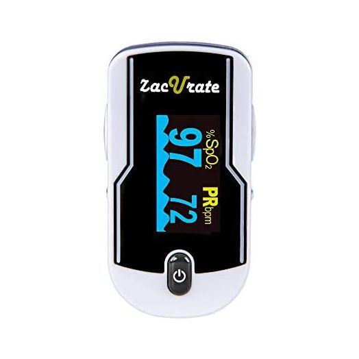 Zacurate 500E Premium Fingertip Pulse Oximeter Oximetry Blood Oxygen Saturation Monitor with Silicon Cover, Batteries and Lanyard