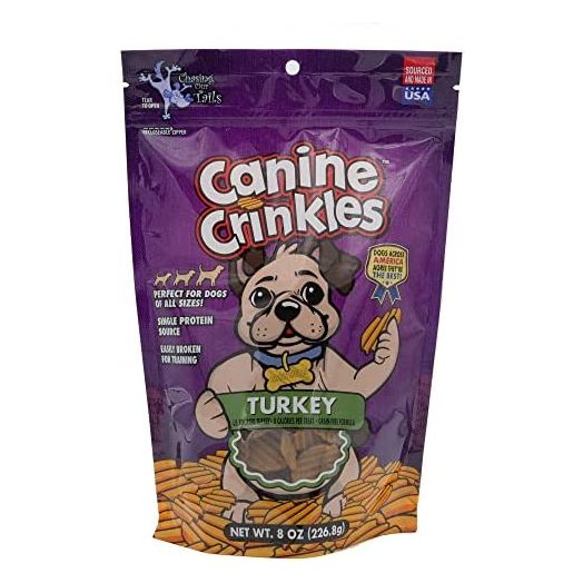 Chasing Our Tails Canine Crinkles Turkey Chips for Dogs - Crispy Dehydrated Treats Made from Simple Ingredients Your Dog Will Beg Sourced & in The USA Grain Rawhide Free 8 oz