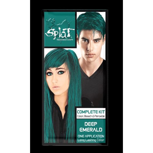 Splat Original Complete Kit, Semi-Permanent Hair Dye with Bleach, Deep Emerald
