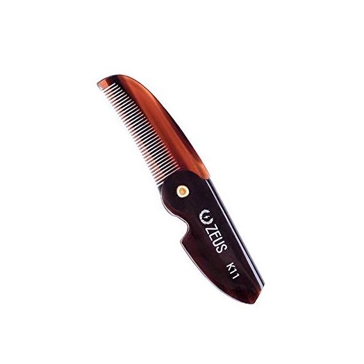 ZEUS Folding Mustache Comb, Handmade Saw-Cut Best Moustache Pocket Comb - (Traditional) - K11