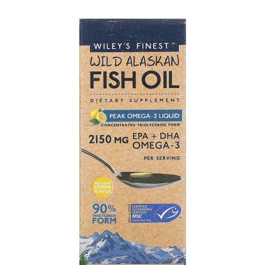Wiley's Finest Wild Alaskan Fish Oil - Peak Omega-3 Liquid, Natural Lemon Flavor - 4.23 fl. oz (125 ml)