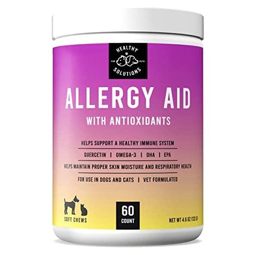 Dog Allergy Relief Chews - Skin Allergies Aid For Dogs - Vitamins Support Healthy Skin, Coat, Itching, Hot Spots, & Immunity Health - Supplement Rich In Antioxidants, Omegas, DHA and EPA 60 Soft Chews