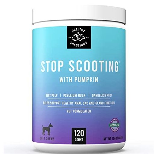 Dog Fiber Soft Chews Supplement - Stop Scooting Digestive Formula Enhanced with Pumpkin, Psyllium Husk, & Beet Pulp - Supports Dogs Healthy Anal Gland, Stool & Constipation - Made in USA