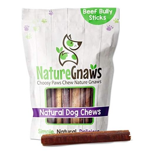 Nature Gnaws Bully Sticks for Large Dogs - Premium Natural Beef Dental Bones - Thick Long Lasting Dog Chew Treats for Aggressive Chewers - Rawhide Free - 6 Inch (3 Count)