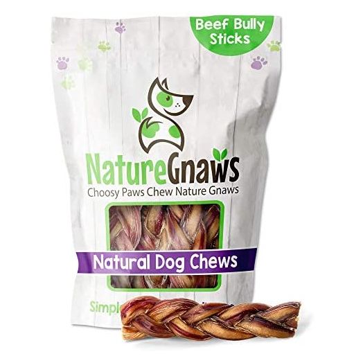 Nature Gnaws Braided Bully Sticks for Dogs - Premium Natural Beef Bones - Long Lasting Dog Chew Treats for Small and Medium Breeds - Rawhide Free - 6 Inch