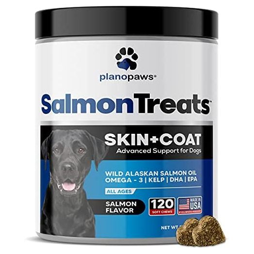 Wild Alaskan Salmon Oil for Dogs - Dog Skin and Coat Supplement - Shedding & Itch Relief for Dogs - Omega 3 Fish Oil for Dogs Chews - 120 Dog Allergy Chews - Dog Shedding Supplement - Dog Vitamins