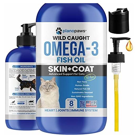 Omega 3 Fish Oil for Cats - Better Than Salmon Oil for Cats - Kitten + Cat Vitamins and Supplements - Cat Health Supplies - Cat Dandruff Treatment - Liquid Fish Oil for Pets - Cat Shedding Products