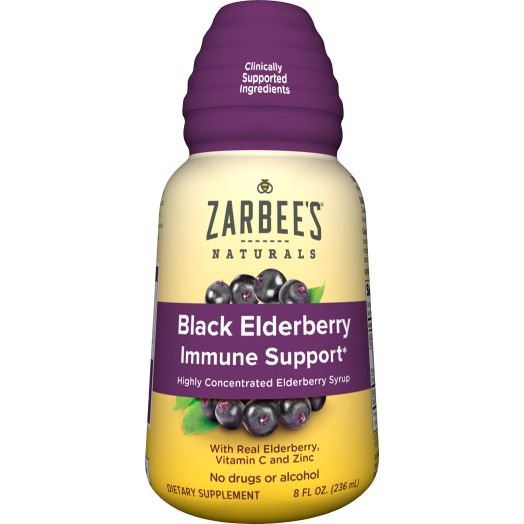 Zarbee's Naturals Black Elderberry Immune Support with Real Elderberry, Vitamin C & Zinc, 8 fl oz
