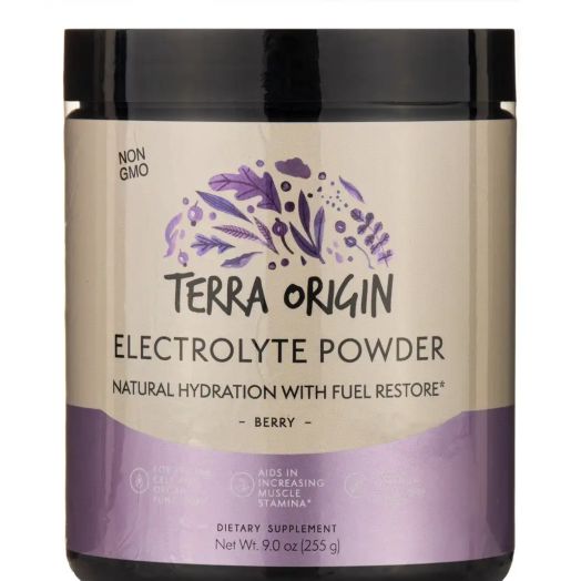 Terra Origin Electrolyte Powder Natural Hydration with Fuel Restore Formula, Berry - 9 oz (255 Grams)