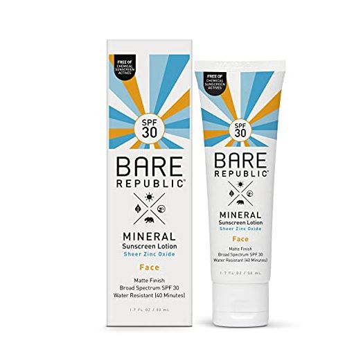 Bare Republic Mineral Sunscreen & Sunblock Face Lotion with Zinc Oxide, Broad Spectrum SPF 30, Reef Friendly, 1.7 Fl Oz