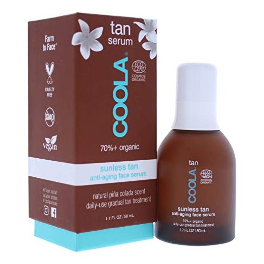 COOLA Organic Sunless Self Tanner Face Serum, Dermatologist Tested Anti-Aging Skin Care Infused with Hyaluronic Acid, Vegan and Non-GMO, Piña Colada, 1.7 Fl Oz