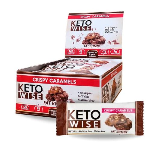 Keto Wise Fat Bombs - Chocolate Covered Caramels - 16 Count Box 1.2 Ounce