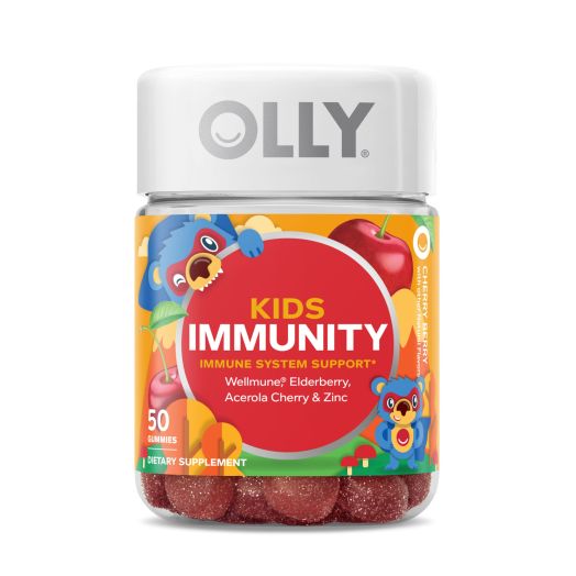 OLLY Kids Immunity Support Gummy, Wellmune + Elderberry, Cherry, 50 Ct