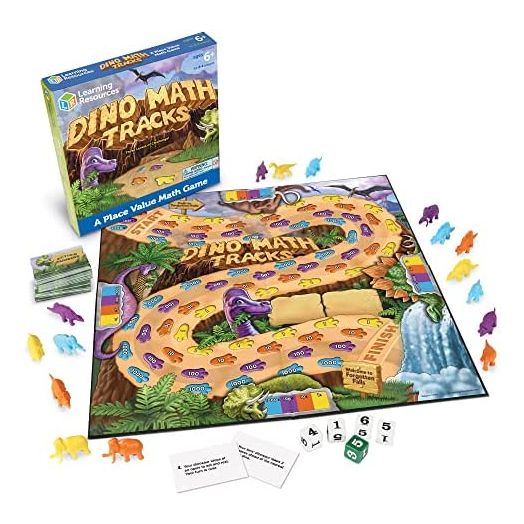 Learning Resources Dino Math Tracks Game, Ages 6+ Addition and Subtraction Dinosaur Game