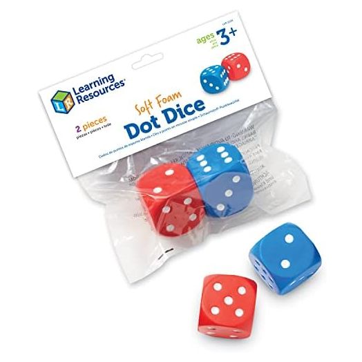 Learning Resources Foam Dice: Dot Dice, Red and Blue 6-Sided Foam Dice, Early Math Skills, Set of 2, Grades PreK+, Ages 3+