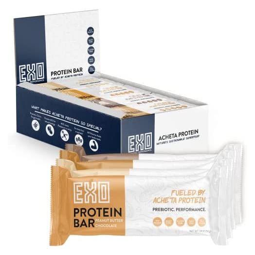 EXO Prebiotic Protein Bars, Variety Pack | Dairy Free, Gluten Free, Low Sugar | 14g Protein, Sustainable, B12, Gut Heath, | Non-GMO. Vegetarian, Paleo | Vitamins, Sustained Energy, 12 Count,