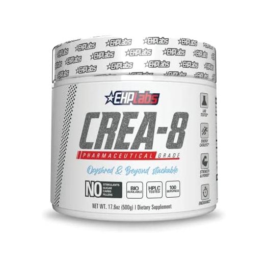 EHPlabs CREA-8 Creatine Monohydrate Powder - Creatine Powder for Building Lean Muscle Mass, Improves Strength & Power, Supports Brain Health - 100 Servings (500g)